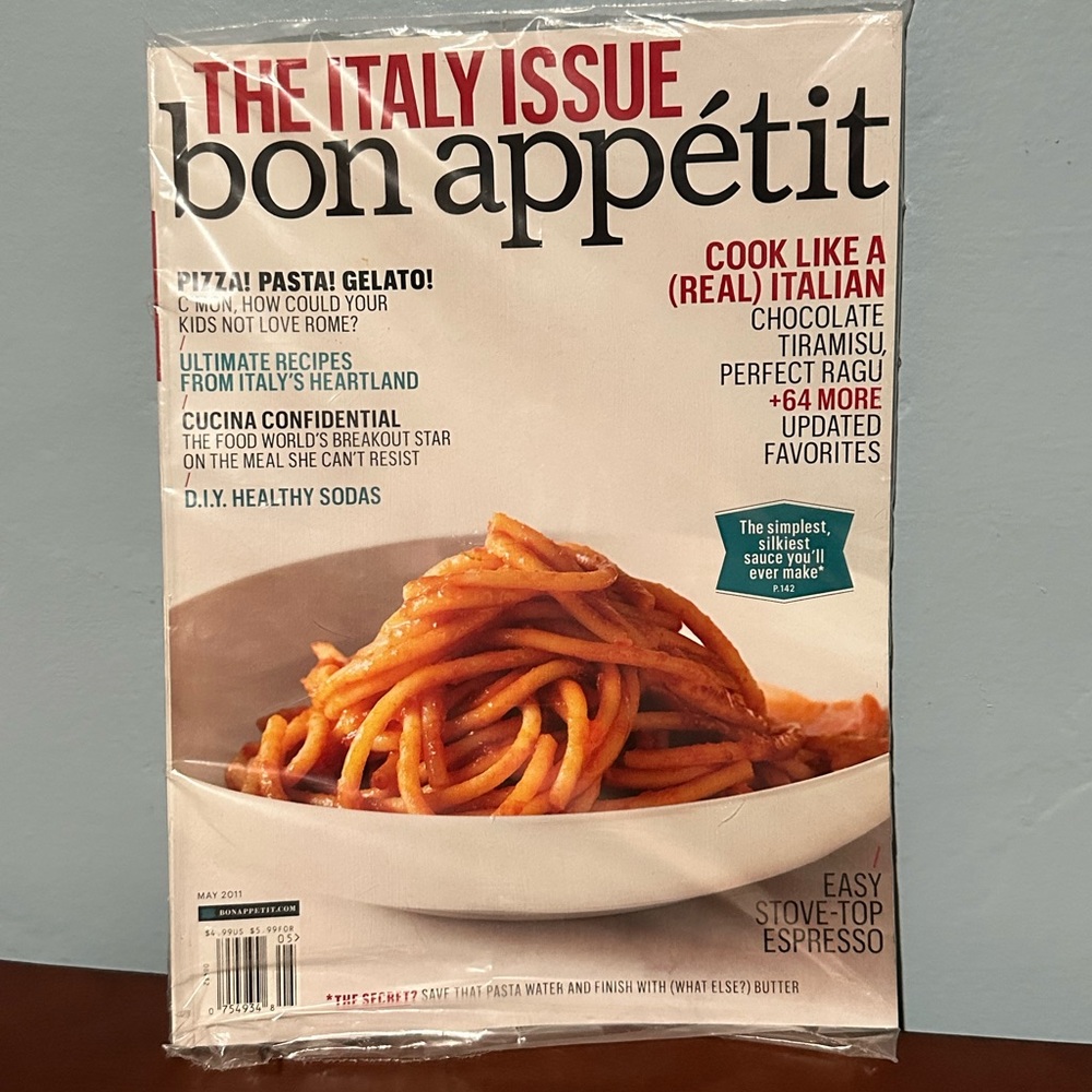 Bon Appetit Magazine Italy Issue May 2011 New Sealed Pizza Pasta Gelato Recipes